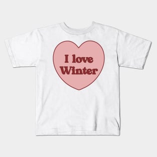 I love winter heart aesthetic dollette coquette pink red Kids T-Shirt